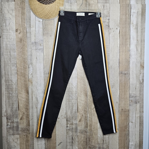 Pacsun Black High-rise Ankle Jeggings Stripe Down The Legs Skinny Size 25 - Picture 1 of 9